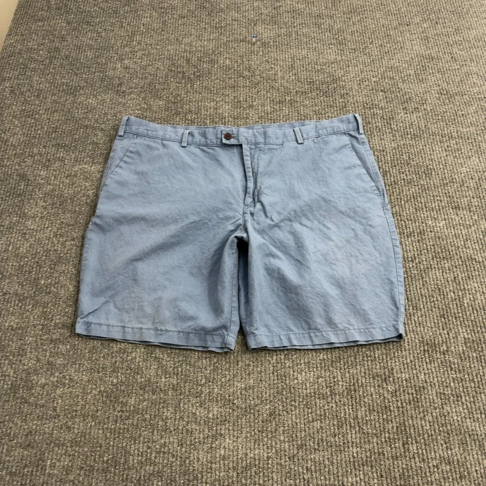 Charles Tyrwhitt Shorts‎ Mens 42 Blue Linen Cotton Blend Chino Flat Front Casual